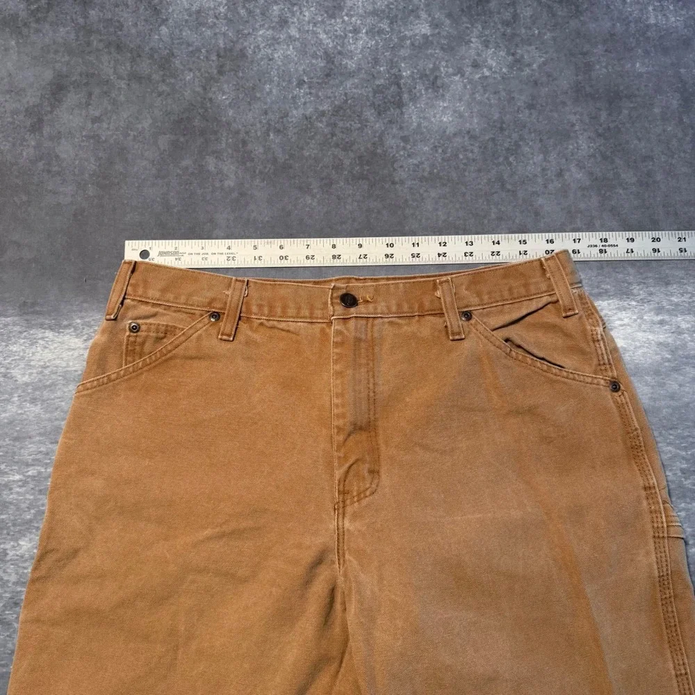 VTG Dickies Mens Brown Relaxed Fit Duck Canvas Carpenter Pants 34x34 Workwear